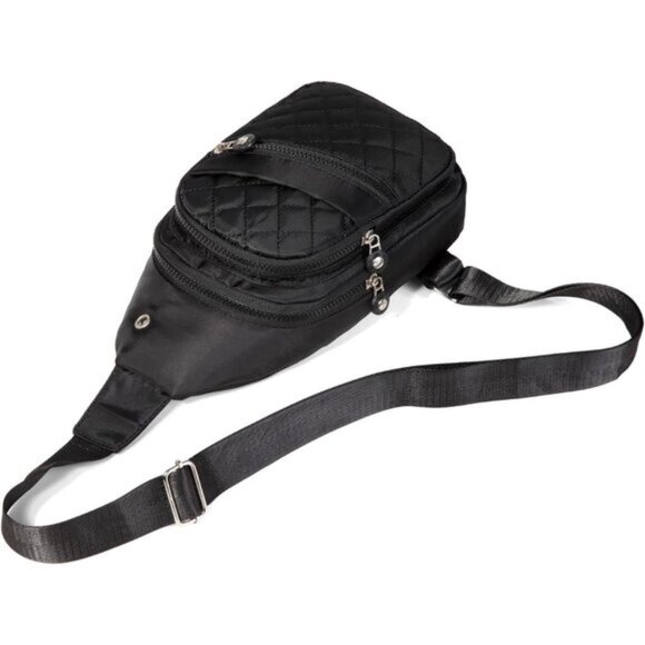 New Black Quilted Small Sling Backpack Chest Daypack Crossbody Bag main image 5